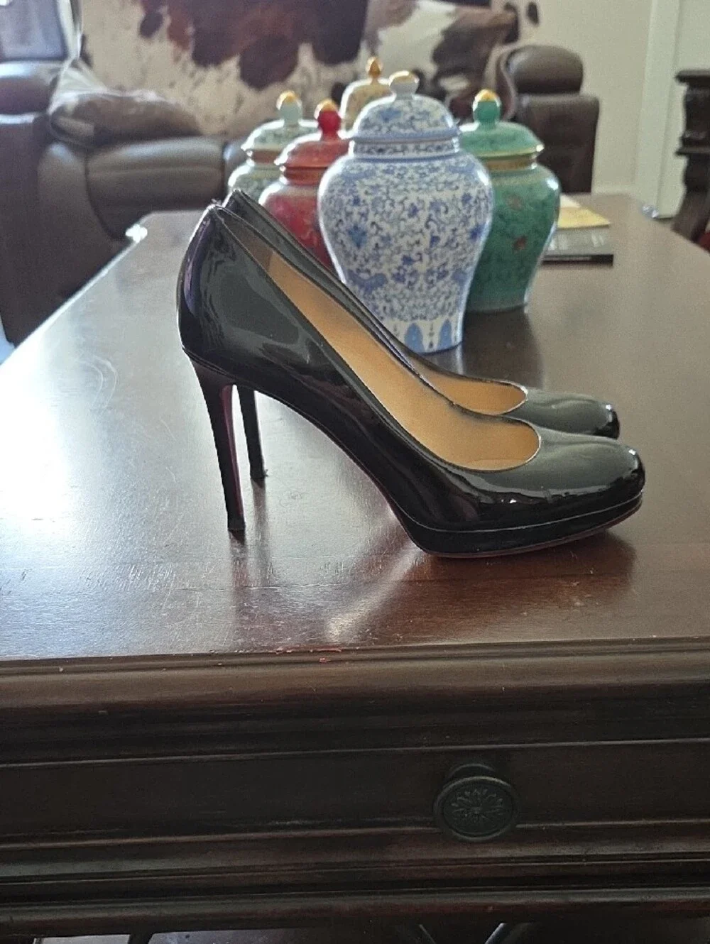 Christian Louboutin Black Patent High Heel Pumps